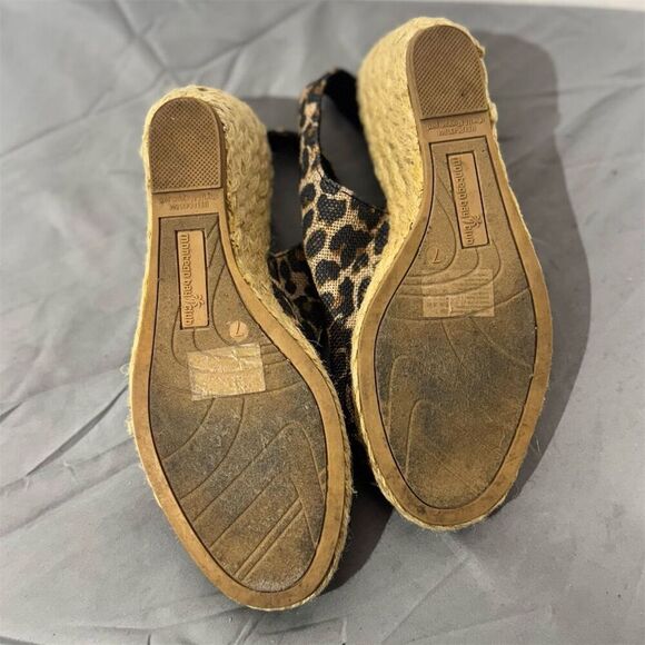 Leopard Print Espadrille Wedge Heels Sz 7 | Y2K Boho Glam Slingbacks by Club - Picture 7 of 9